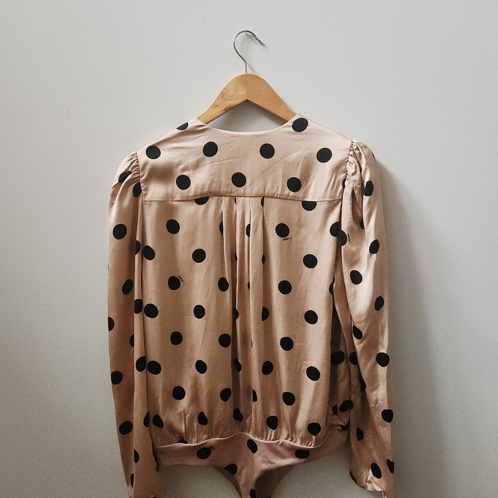 AFRM Polka Dot Long Sleeve Bodysuit XL Button Front NWT - Picture 7 of 8